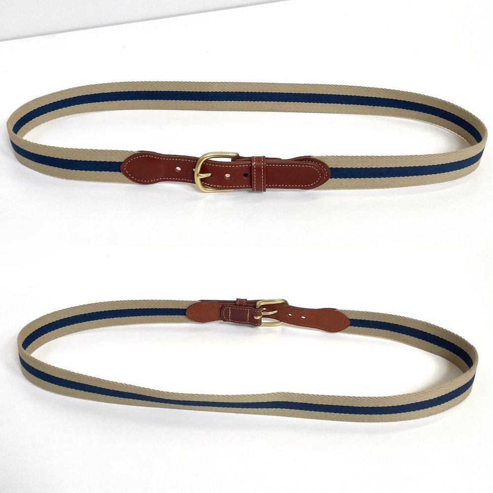 Leather Man Limited Handmade Tan/Navy Cotton Web Belt sz 41